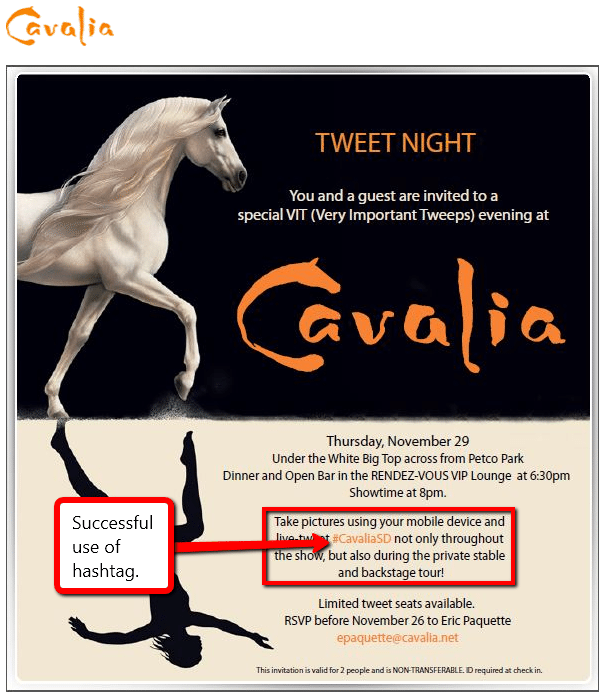 Cavalia Tweet Invite ans Hashtag