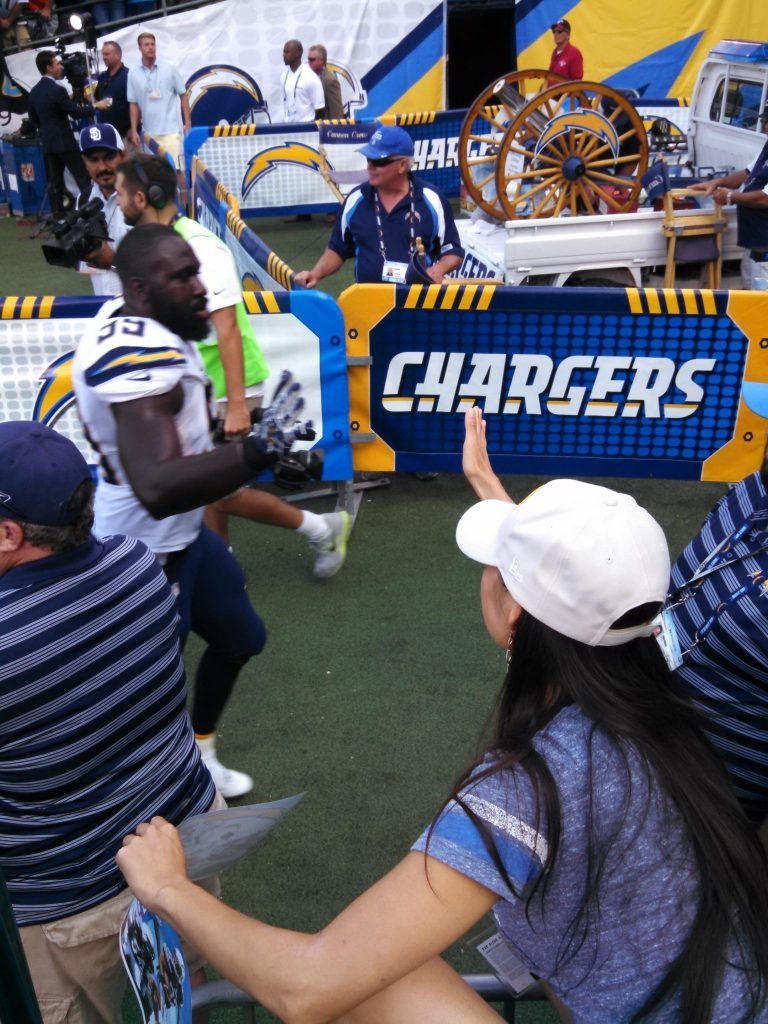 High Fives after the Chargers Win