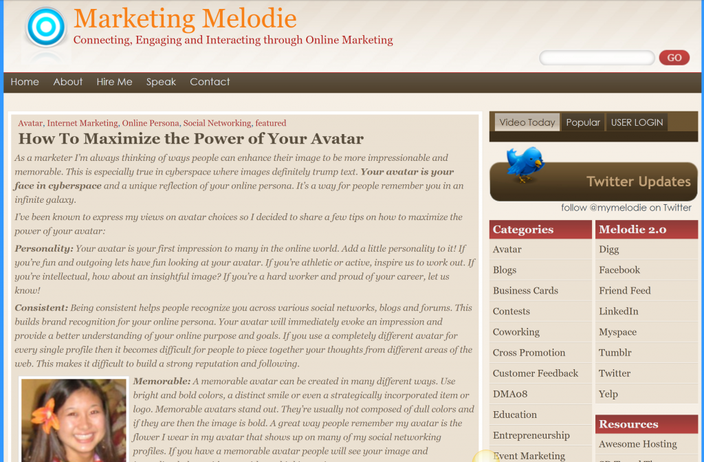 Marketing Melodie Website 2009